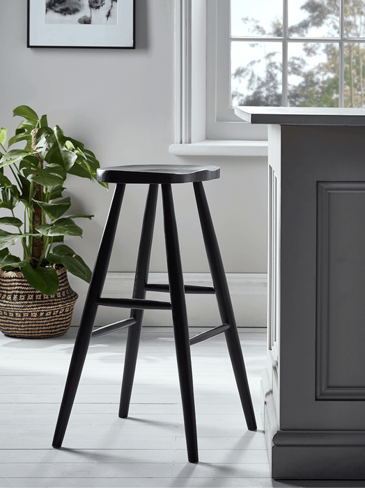 Carved Mango Stool - Black