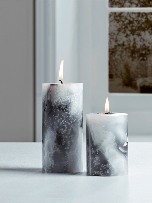 Marble Pillar Candle - Large