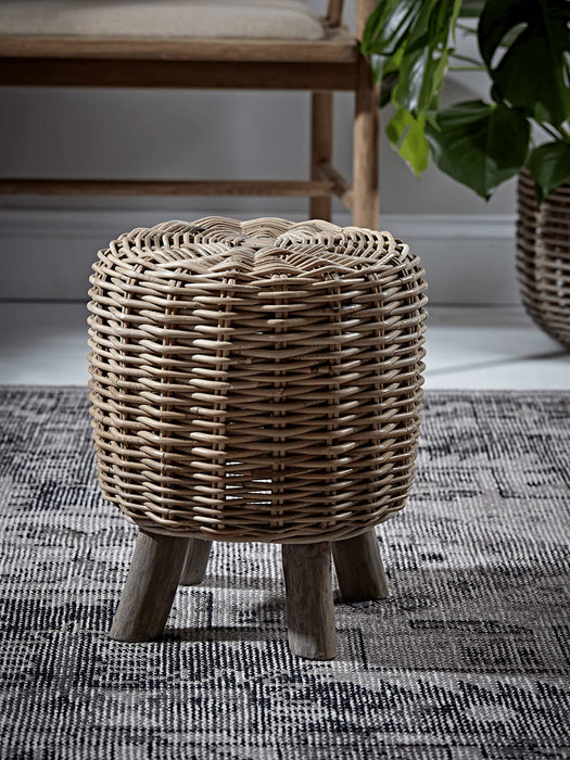 Round Rattan Low Stool