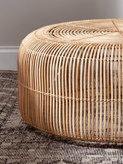 Flat Rattan Side Table - Natural