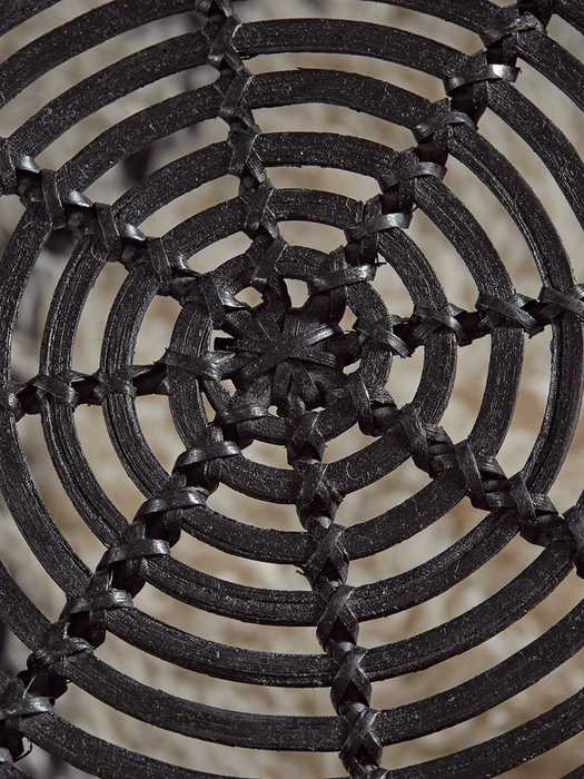 Flat Rattan Side Table - Black