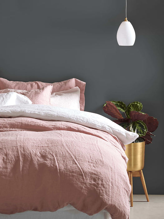Washed Linen Housewife Pillowcase Pair- Vintage Rose