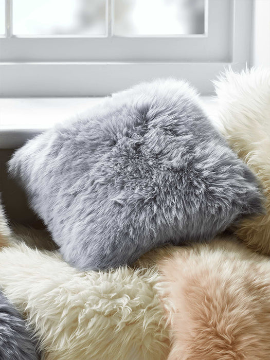 Sumptuous Sheepskin & Suede Cushion - Grey
