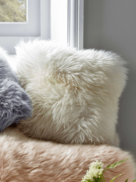Sumptuous Sheepskin & Suede Cushion Cover - Ivory
