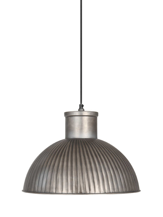 Antique Silver Fluted Industrial Pendant