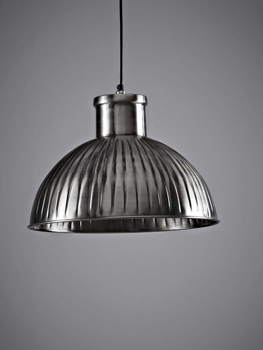 Antique Silver Fluted Industrial Pendant