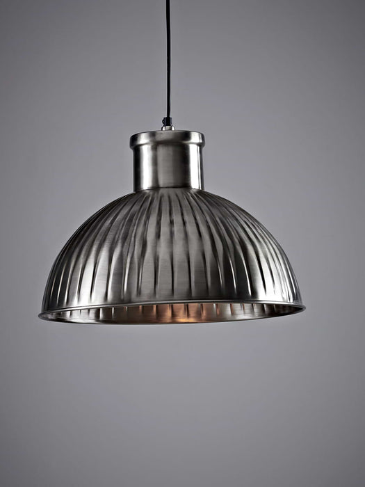 Antique Silver Fluted Industrial Pendant