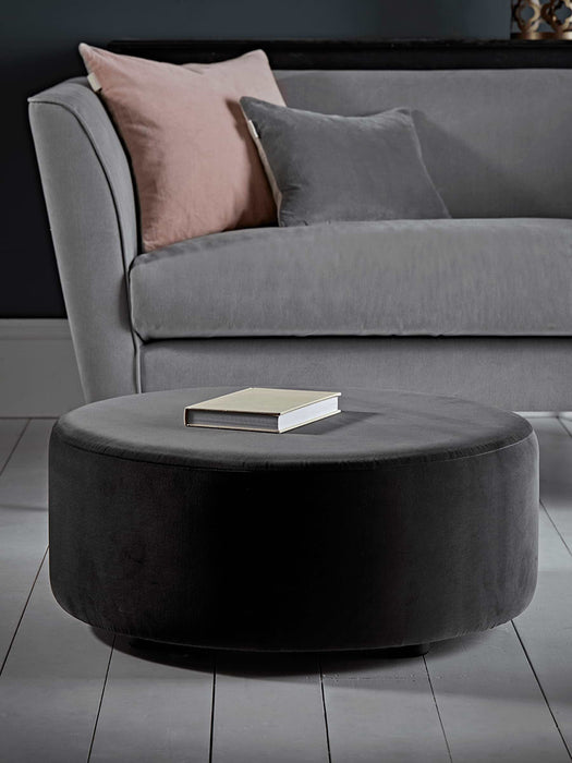 Penleigh Ottoman - Slate Cotton Velvet