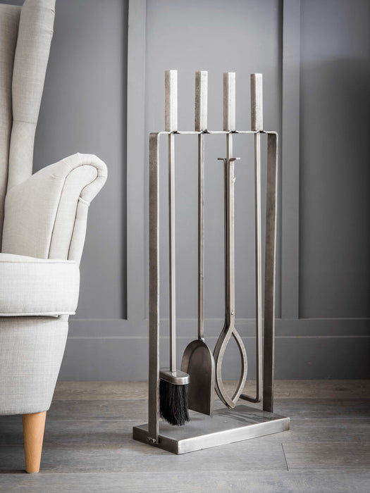 Burnished Steel Four Piece Fireside Set