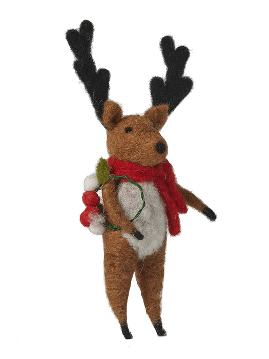Two Hanging Felt Deer