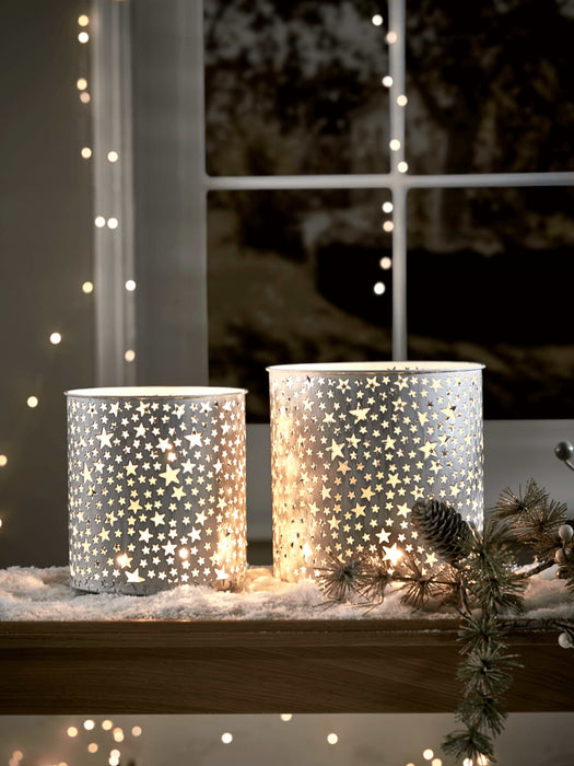 Two Filigree Star Tea Light Lanterns