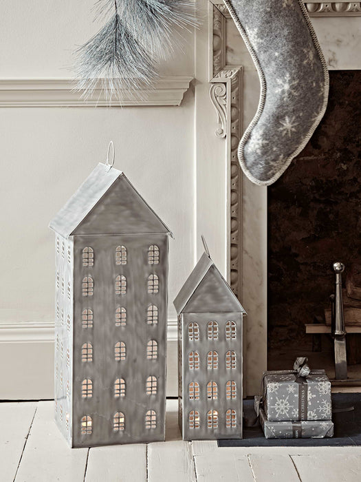 Two Large Grey Tea Light Houses