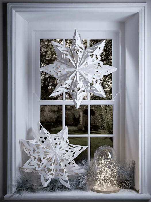 Two Hanging Paper Snowflakes