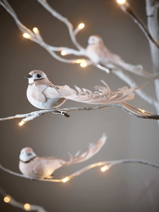 Three Feathered Bird Clips - Blush