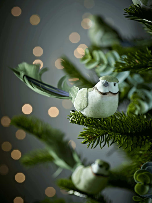 Three Feathered Bird Clips - Green