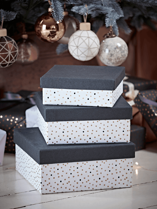 Three Black & Gold Gift Boxes