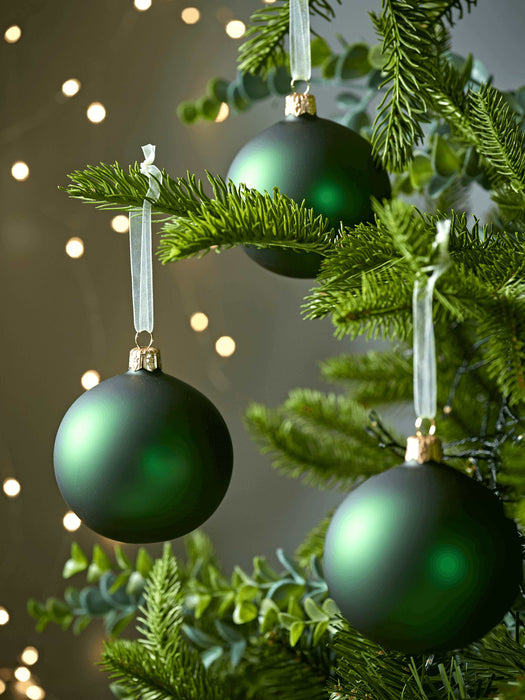 Six Glass Baubles - Forest