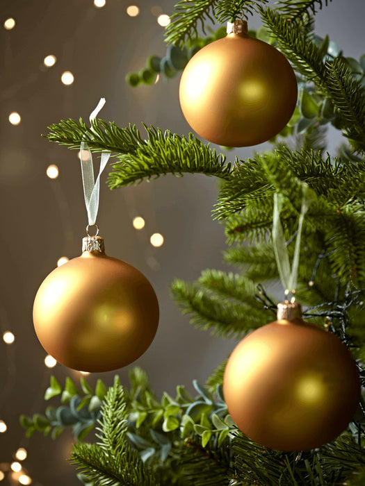Six Glass Baubles - Mustard