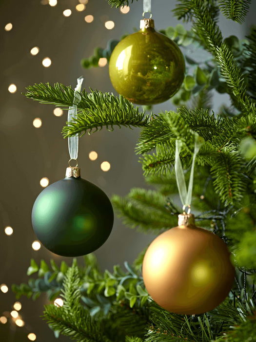 Six Glass Baubles - Mustard