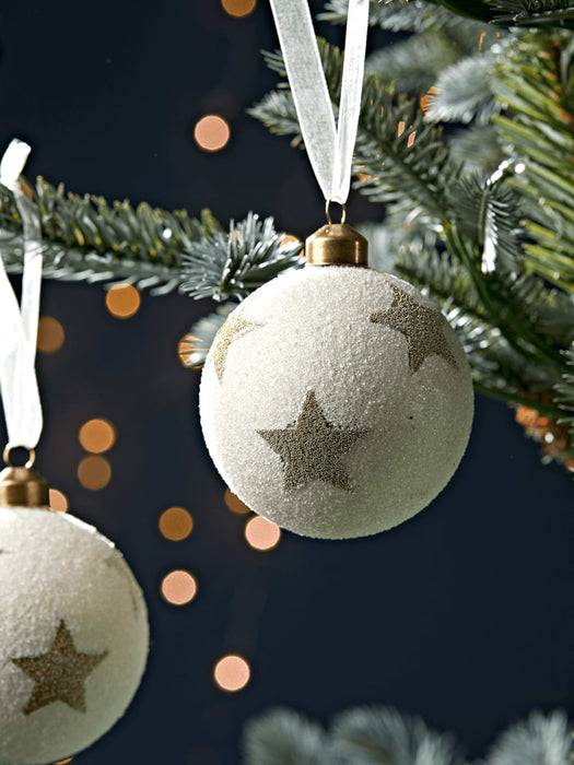 Six Beaded Starry Glass Baubles
