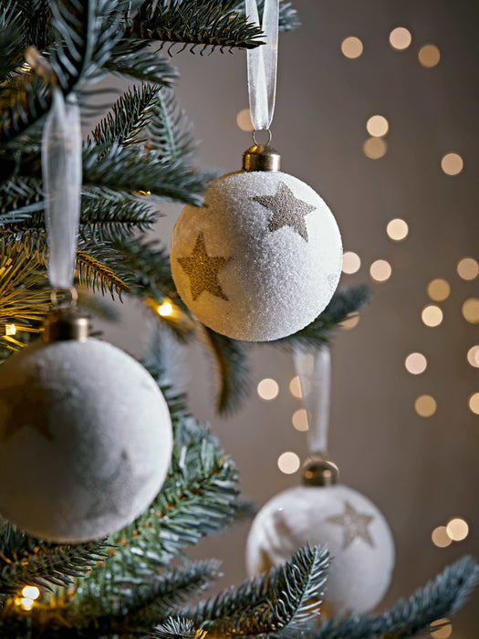 Six Beaded Starry Glass Baubles