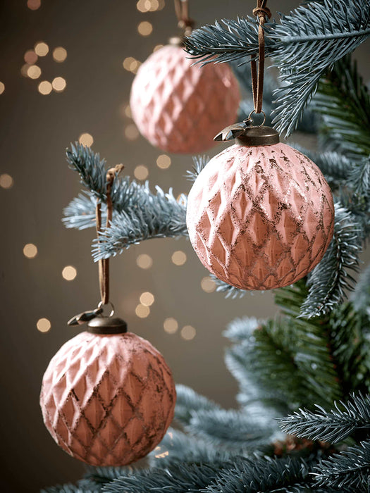 Six Copper Tipped Geometric Baubles