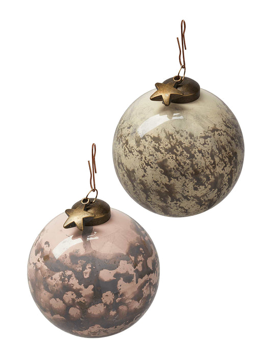 Six Blush & Cream Flecked Baubles
