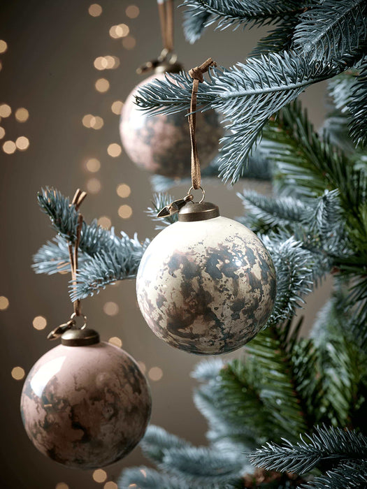 Six Blush & Cream Flecked Baubles