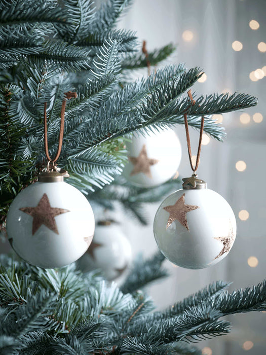 Six Copper Foiled Star Baubles