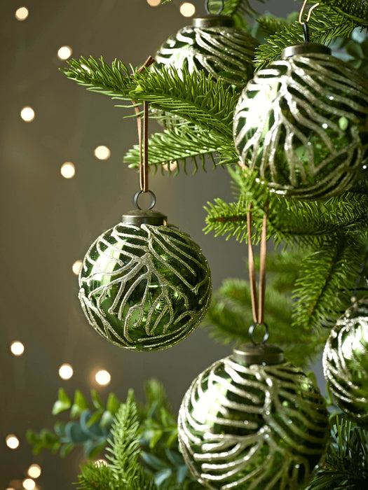 Six Gold & Forest Textured Baubles