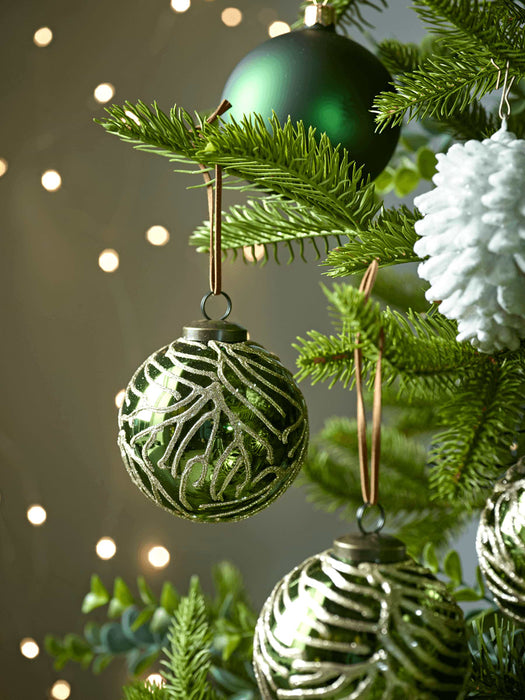 Six Gold & Forest Textured Baubles