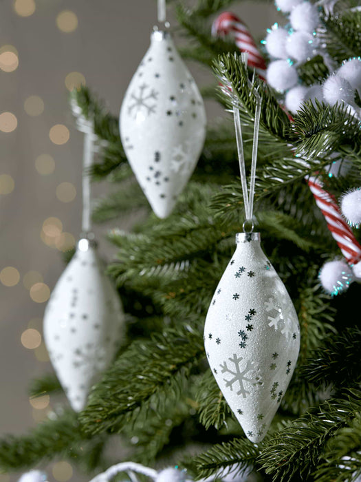 Six Glittered Snowflake Drops