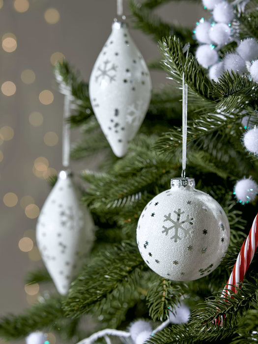 Six Glittered Snowflake Drops