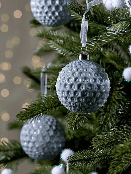 Six Grey Textured Baubles