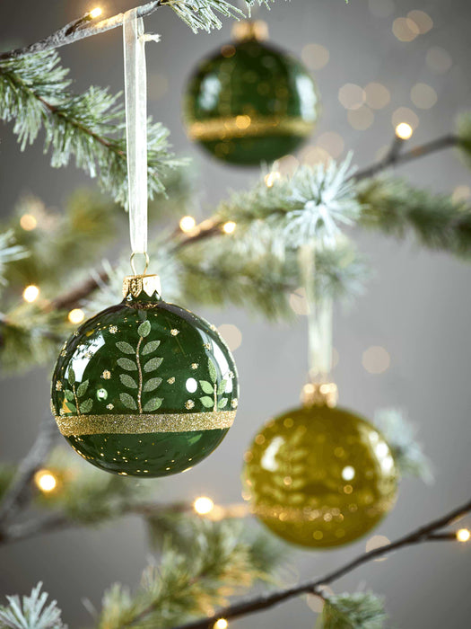 Six Etched Leaf Baubles