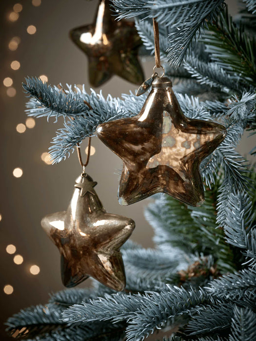 Six Lustre Copper Star Baubles