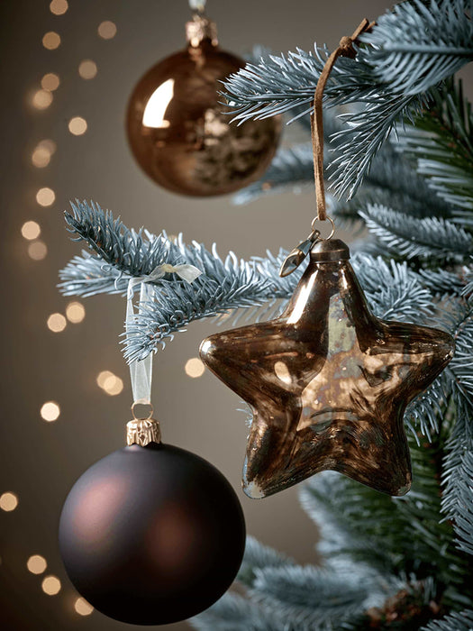 Six Lustre Copper Star Baubles