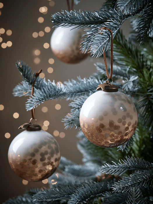 Six Ombre Sequinned Baubles - Copper