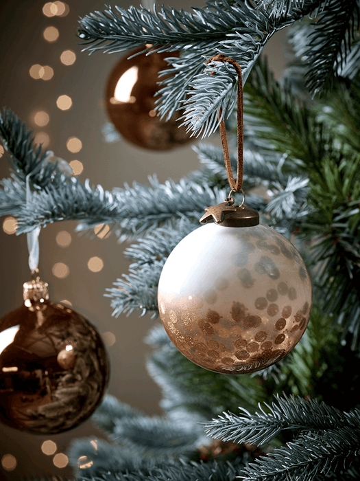 Six Ombre Sequinned Baubles - Copper