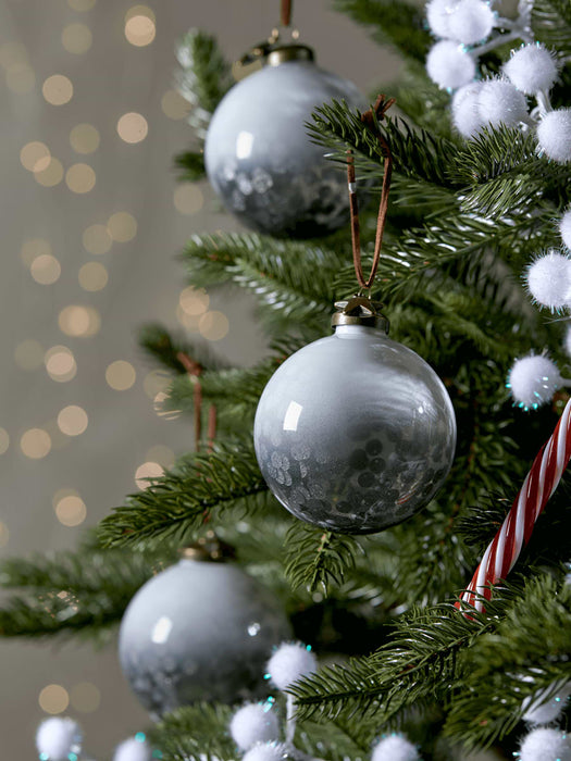 Six Ombre Sequinned Baubles - Grey