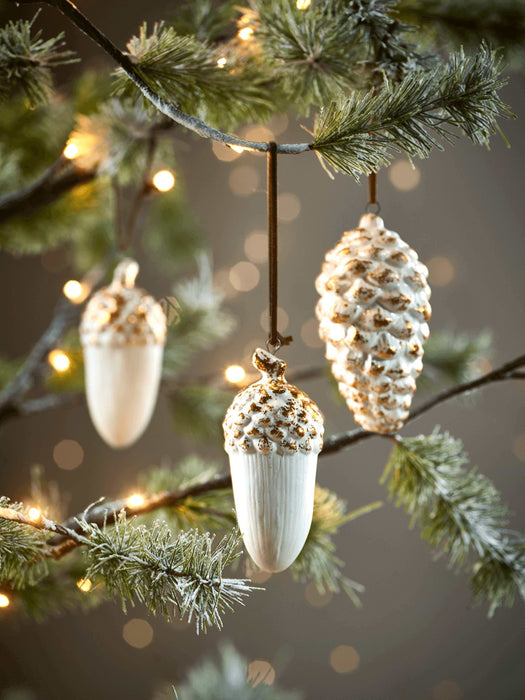 Six Gilded Pinecones & Acorns