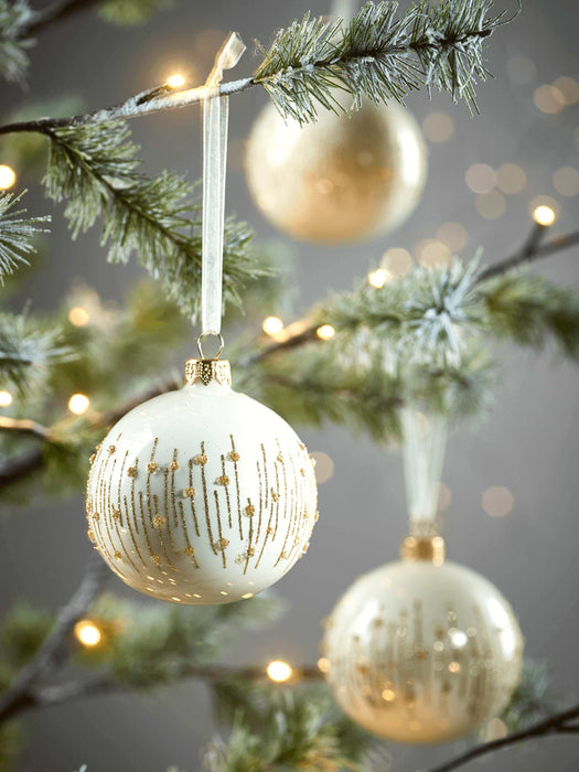 Six Sketch Baubles - Cream