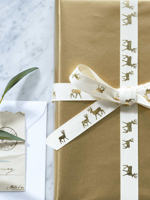 Gold Deer Silhouette Ribbon