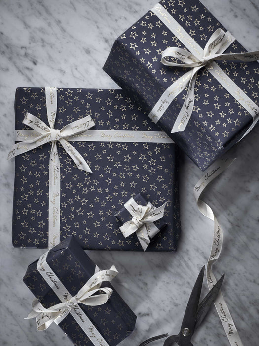 Merry Christmas Cotton Ribbon - Gold