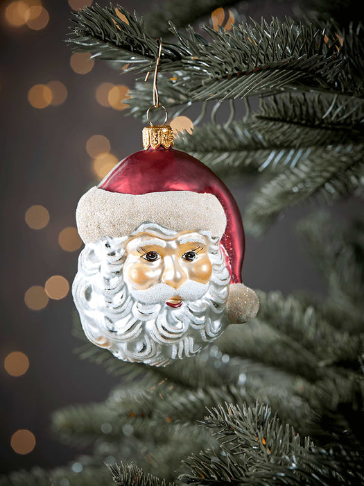 Handblown Glass Decoration - Santa Head