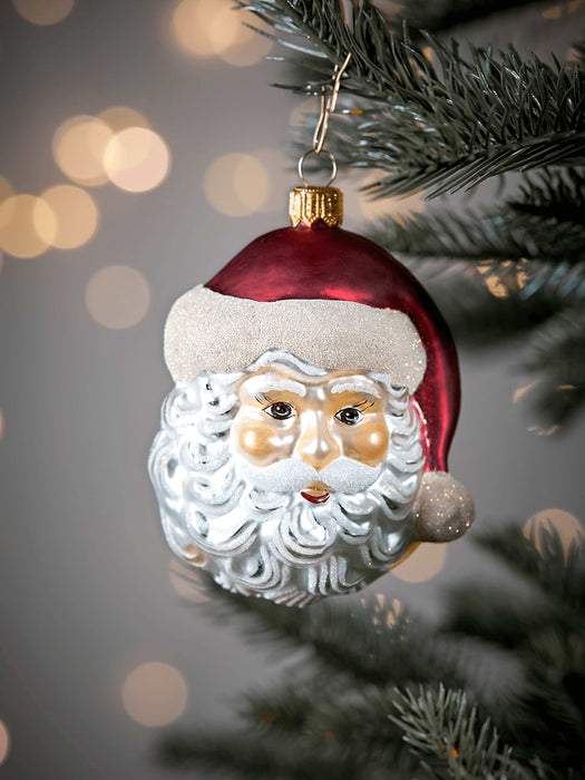Handblown Glass Decoration - Santa Head