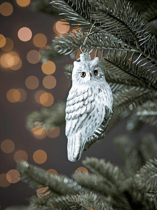Handblown Glass Decoration - Snowy Owl