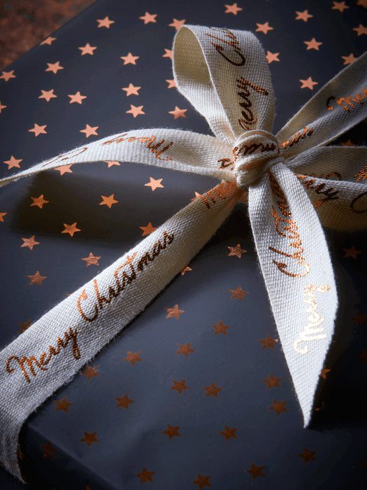 Merry Christmas Cotton Ribbon - Copper