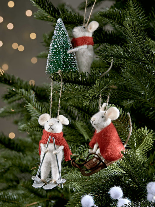Hanging Felt Skiing Mouse
