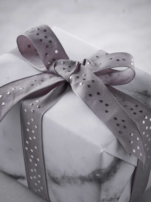 Starry Foiled Ribbon - Grey